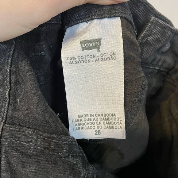 Levi's Black Jean Silver Tab Button Fly Denim Shorts Vintage VTG 90s Size 26 - Picture 5 of 5